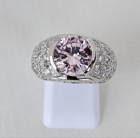 Victoria Wieck Pink Sapphire & Diamond Simulant Sterling Silver Ring Sz 6. - Picture 9 of 11